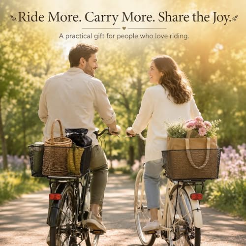 Rear Bike Basket with Rain Cover, Heavy-Duty Wire Cargo Rack | Suits most bicycles, ideal for commuting & shopping, easy mount