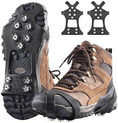 Ice Cleats for Shoes and Boots Anti Slip Ice Grips Snow Crampons Traction Cleats Hiking Fishing Walking Gear