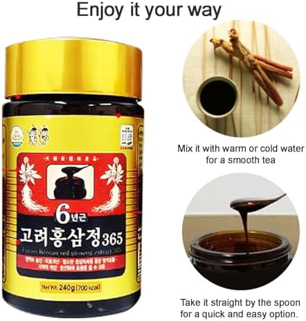 HongSamJeong, Korean 6years Root Red Ginseng Gold Extract, Saponin, Panax, 8.5 Ounce (Pack of 2)