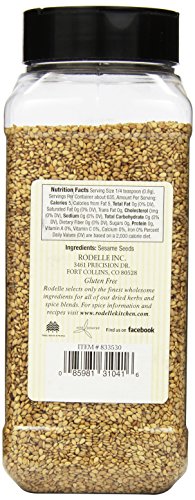 Rodelle Toasted Natural Sesame Seeds, No Artificial Flavors, Kosher, 18 Oz | Nutty toasted sesame seeds for salads, stir-fries, baking and garnish, no artificial flavors, kosher
