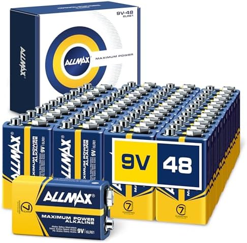 Allmax 9V Maximum Power Alkaline Batteries (48 Count) – 9 Volt