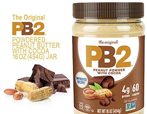 PB2 Powdered Chocolate Peanut Butter with Cocoa - 4g of Protein, 90% Less Fat, Certified Gluten Free, Only 50 Calories per Serving for Shakes, Smoothies, Low-Carb, Keto Diets