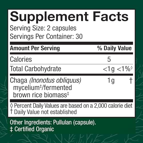Host Defense Chaga Capsules - Immune System Support Supplement - Chaga Mushroom Capsules for Antioxidant Activity Support - Dietary Mushroom Supplement - 60 Capsules (30 Servings)*