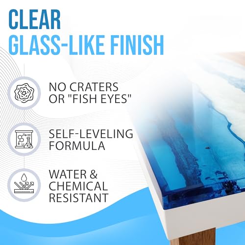 EPOXY Resin Crystal Clear 1 Gallon Kit | 1:1 Resin and Hardener for Super Gloss Coating | for Bars, Outdoor Table Top, Countertop