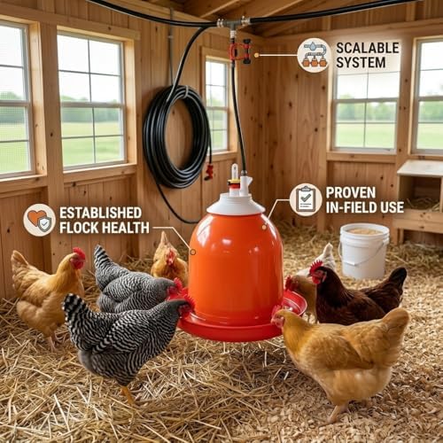 Bell-Matic Automatic Poultry Waterer – Gravity Feed Drinker | Automatic Gravity Flow System, Heavy-Duty Construction, Consistent Water Supply