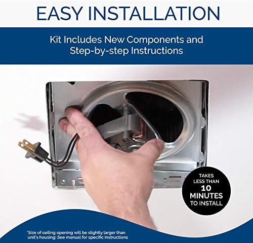 Broan-NuTone BKR60 QuickKit Ultra-Quiet Bath Fan Replacement Motor and Cover/Grille, 60 CFM, 20% more power, White