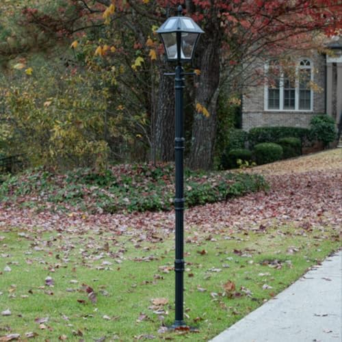 Gama Sonic Black Outdoor Solar Baytown II EZ Anchor Lamp Post, Bright White LED with EZ Anchor
