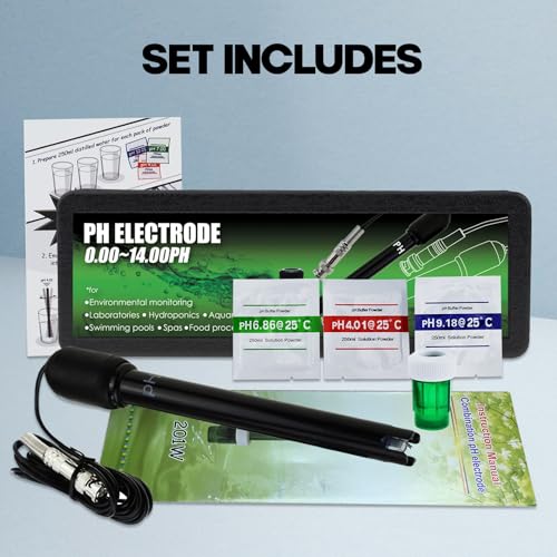 Long Body pH Electrode with BNC Socket Probe 300cm Cable 0-14pH for pH Meter, pH Controller pH Device Economical Sensor