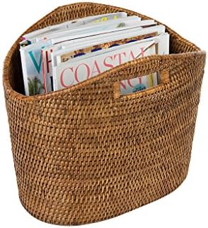 KOUBOO 1060135 La Jolla Oval Rattan Magazine Rack, Honey Brown