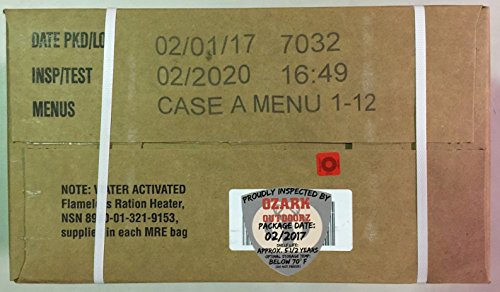MRE 2020 Inspection Date Case, 24 Meals with 2020 Inspection Date, 2017 Pack Date A and B Case. Military Surplus Meal Ready to Eat.