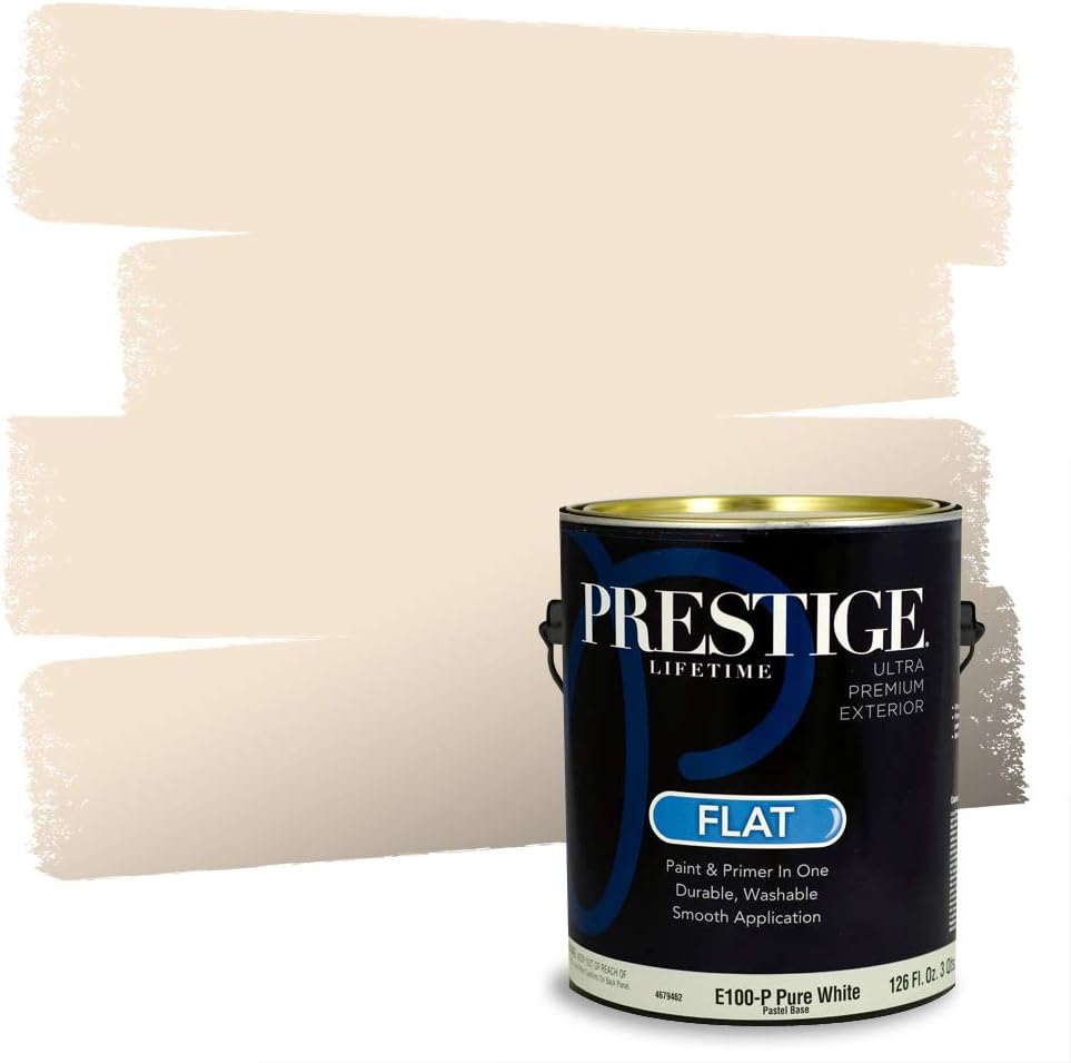 PRESTIGE Paints Exterior Paint and Primer In One, 1-Gallon, Satin, Comparable Match of Sherwin Williams* Cachet Cream*