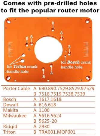 O'SKOOL Precision Aluminum Router Table Insert Plate | Router Templates With Pre-Drilled Adapt to Multiple Routers of Different Model, RTS02A