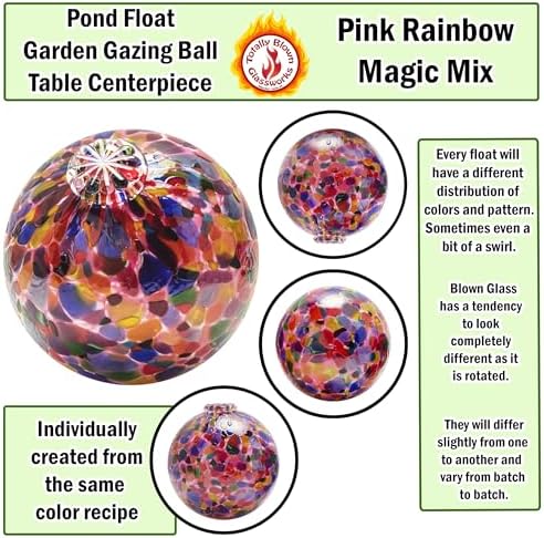 Totally Blown Glassworks Pond Float. Handmade Blown Glass, Garden Gazing Ball, Table Centerpiece