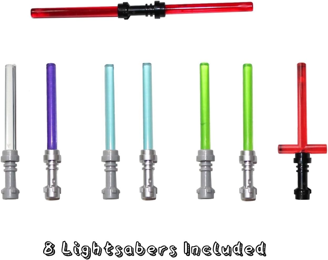 LEGO Star Wars Accessory and Weapons Pack - 8 Lightsabers, 8 Blasters, 2 Display Stands and More