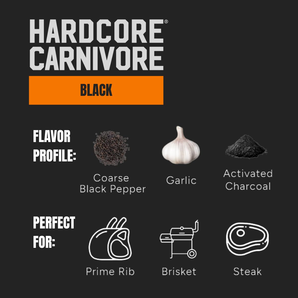 Hardcore Carnivore Black | All-Purpose Beef Seasoning Rub, 13oz Shaker