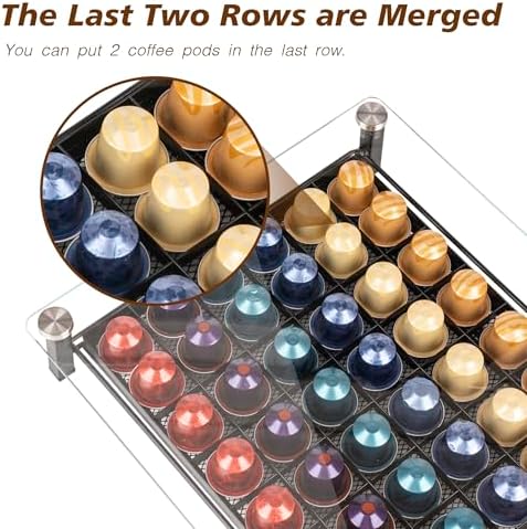 RECAPS Coffee Pod Holder Storage Small Pod Drawer Pods Holder | Compatible with Nespresso Original Line Coffee Pods Kitchen Organizer Holds 60