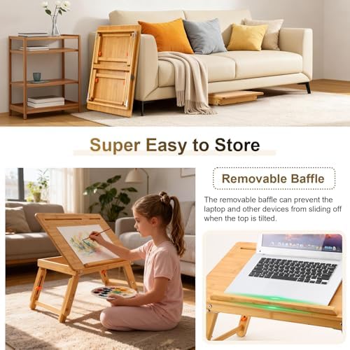 Drawing Table Nnewvante Laptop Desk, Adjustable Bamboo Bed Tray, Large