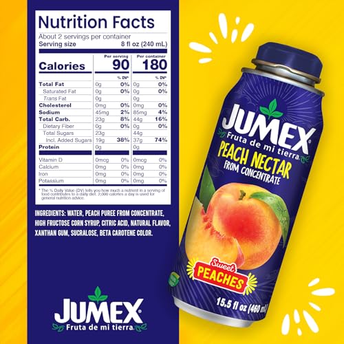 Jumex Mango Nectar Lata Botella - Made with Fresh Fruit Puree - Mango Juice Concentrate for Tropical Fruit Smoothie Mix, Cocktail Mixers & Kids Beverages - 15.5oz, 12 Pack Resealable Juice Bottles