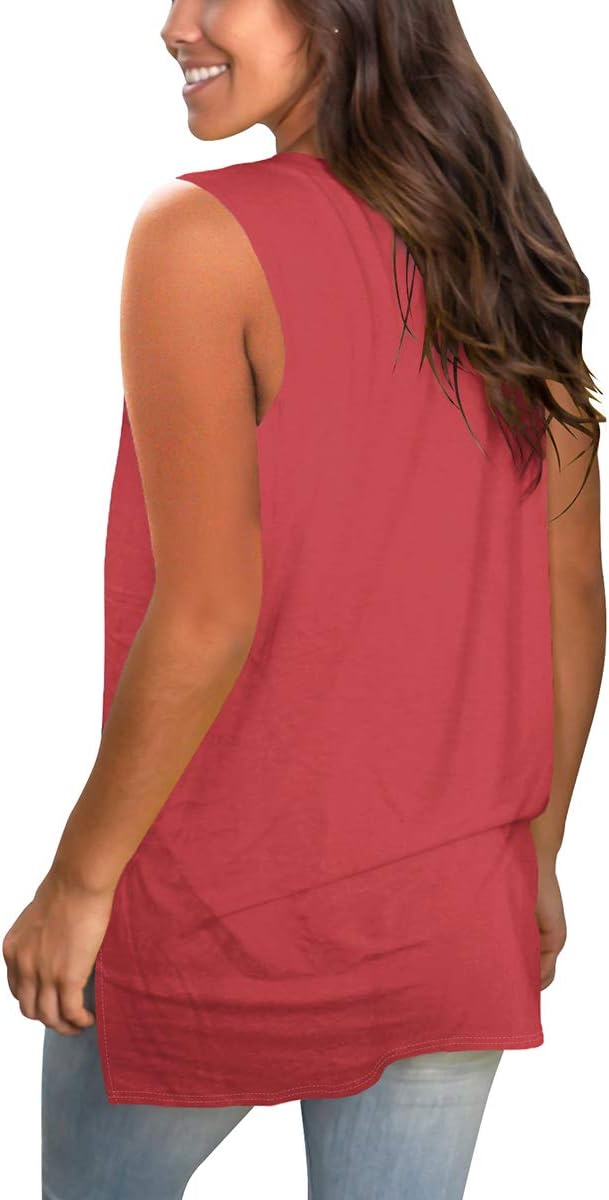Sampeel Womens Summer Tank Tops Basic Tanks V Neck Sleeveless T Shirts Side Split