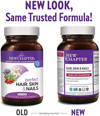 New Chapter Hair Skin & Nails Vitamins with Fermented Biotin+astaxanthin Vegetarian Capsule, 30 Count (Pack of 1)