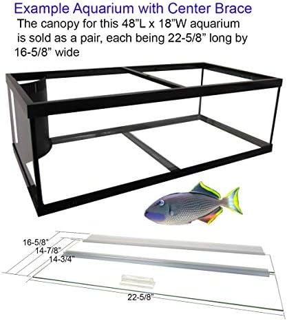 Aquarium Glass Canopy Set for 75 Gallon, 90 Gallon and 110 Gallon Aquariums 48" Long x 18" Wide with A Center Brace