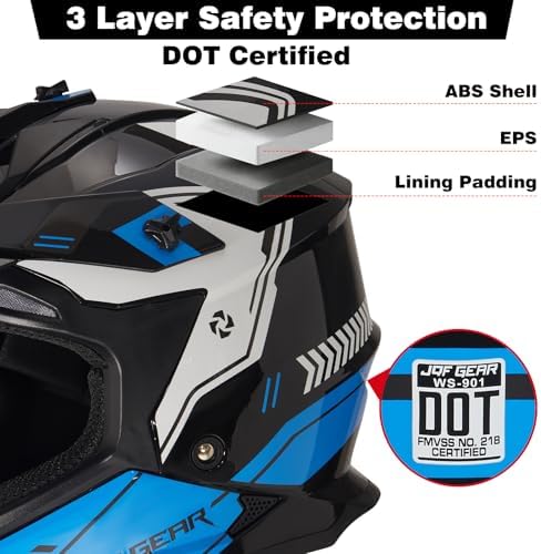 Adult Dirt Bike Helmet DOT Approved,WS901 Full Face Motocross Set | Includes Goggles Gloves,adjustable visor and washable liner for UTV MX Dirtbike ATV OffRoad