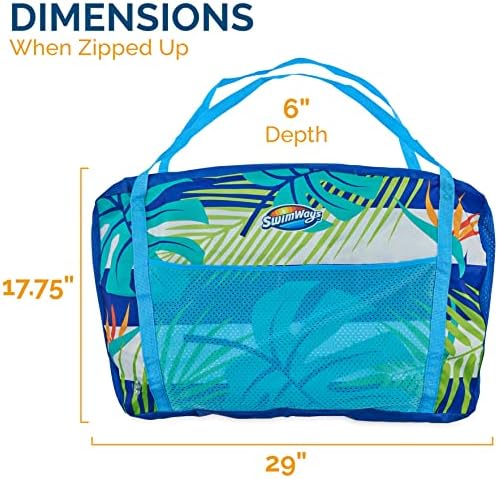 SwimWays Pack-N-Float 2-in-1 Pool Chair and Tote Bag, Blue Palm