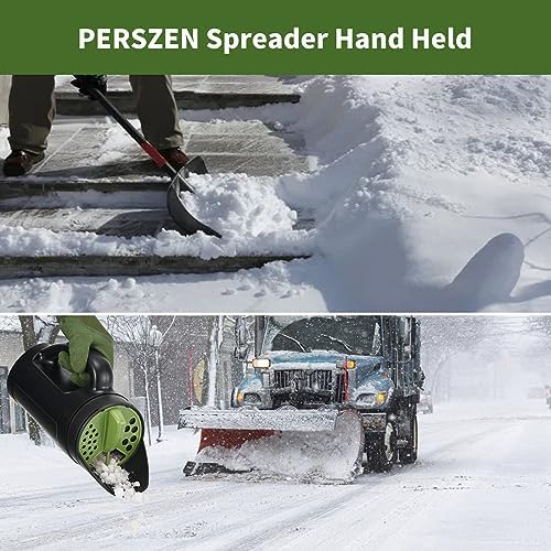 PERSZEN Seed Spreader Hand Held, Hand Spreader Lawn and Garden for Fertilizer Grass Seed Salt Ice Melt Earth Food