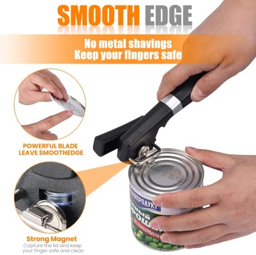 Side Cut Can Opener, Smooth Edge Manual Can Opener, Black