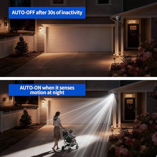Battery Powered Outdoor Motion Sensor Light, 600LM 6000K Waterproof Wide-Angle Detection Auto On/Off LED Security Light for Garage, Yard, Front Door