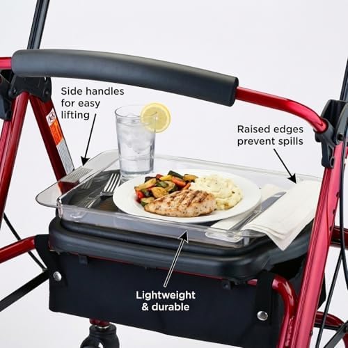 NOVA Rollator & Walker Tray Table with Side Carry Handles - Lightweight Accessory Tray for Mighty Mack, Star DX Rollators and Cruiser, Mack Walkers