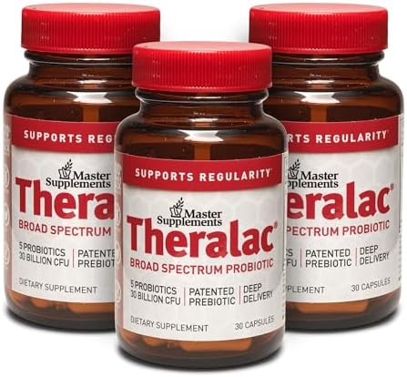 Master Supplements Theralac - 30 Capsules - Multi-Strain Probiotic for Optimal Gut Health + Gas & Bloating Relief - Gluten Free - 30 Servings