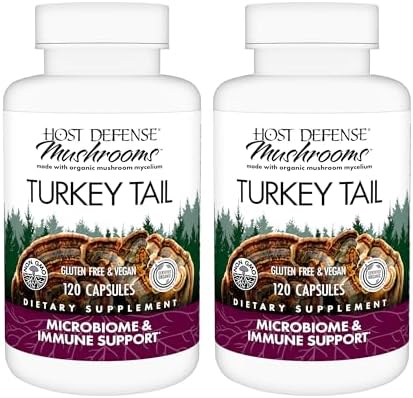 Host Defense Turkey Tail Capsules - Digestive Health & Immune Response Support Supplement - Mushroom Supplement for Gastrointestinal & Gut Microbiome Support - 120 Capsules
