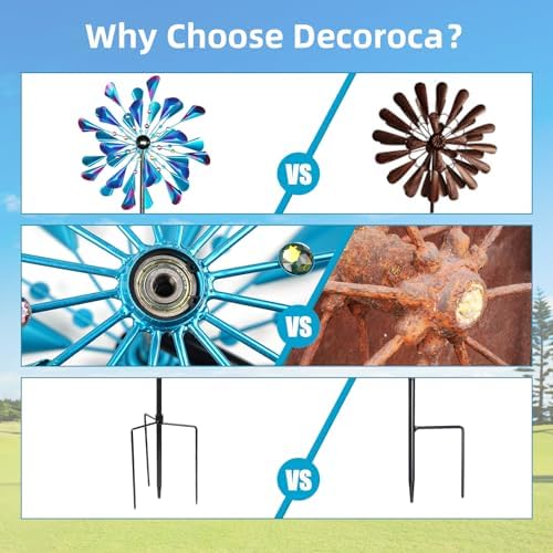 DECOROCA Kinetic Wind Spinners Outdoor - Large Metal Wind Sculptures