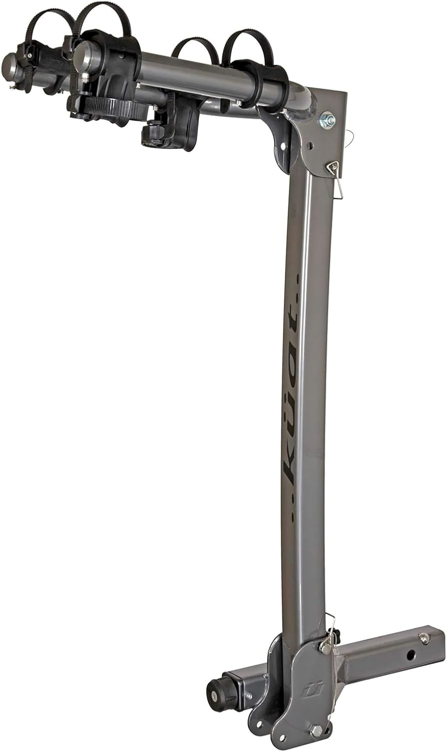 Kuat Beta Hitch-Mounted Bike Rack, 2 Bike Capacity | Hanging-Style Durable Lightweight Aluminum Powder Coated Tilting-Down Gray Bicycle Car Truck Transportation Hauling Rack