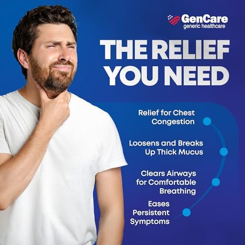 GenCare Mucus Relief Expectorant Guaifenesin 400mg, 200 Tablets | Compares to Mucinex; fast-acting expectorant, chest congestion relief