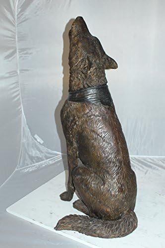 NIFAO Howling Wolf, Wildlife Medium Bronze Statue, 16" L x 20" W x 37" H
