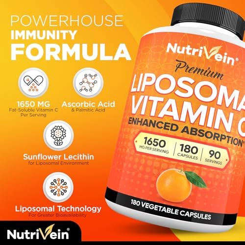Nutrivein Liposomal Vitamin C Supplement 1650 mg - 180 Capsules