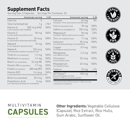 Kaged Multivitamin Capsules | Unflavored | Whole Foods Organic Fruits & Veggies | Plant Based Vegan Multivitamin | Vitamin C, D, E