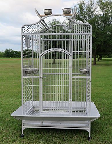 Extra Large Wrought Iron Open/Close Play Top Bird Parrot Cage, Include Metal Seed Guard Solid Metal Feeder Nest Doors Overall Dimensions: 35.25" Wx29.5"x62"H(with Seed Skirt)
