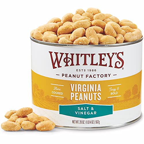 Whitley’s Salted Virginia Peanuts, Super Extra Large, Home Cooked 40 oz | Small Batch Roasted, Hand Seasoned, Vacuum-Sealed Tin, Coconut & Peanut Oil, Gluten Free, Cholesterol Free, 2.5 Pounds
