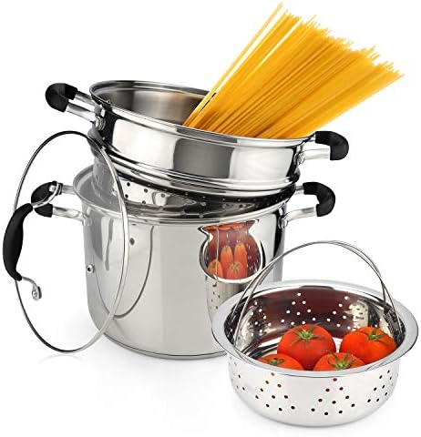 AVACRAFT 7 Quart 18/10 Stainless Steel 4 Piece Pasta Pot Set