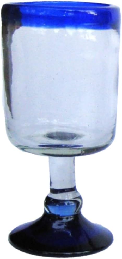 Cobalt Blue Rim 13 oz Wine Glasses (set of 6), Recycled Glass, Lead-free, Toxin-Free (13oz Wine)