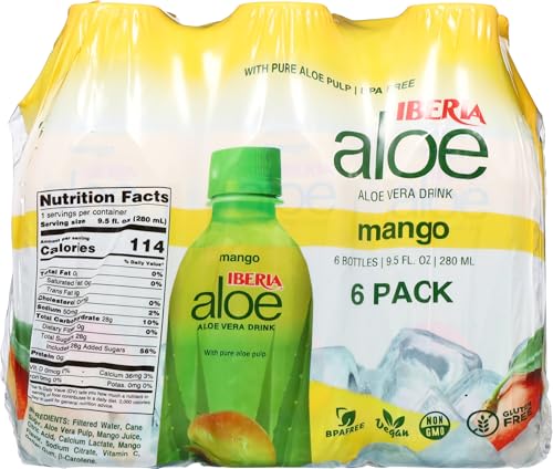 Iberia Aloe Vera Juice Drink With Aloe Pulp, Pineapple, 9.5 Fl Oz (Pack of 6)