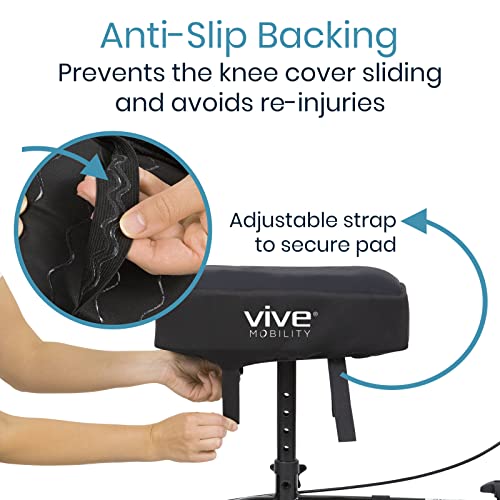 Vive Mobility Knee Scooter Pad Cover - Accessories Cushion Cover | Comfort (Dense Foam) - for Broken Leg Crutch Cart Roller, Injuries, Surgery, Foot