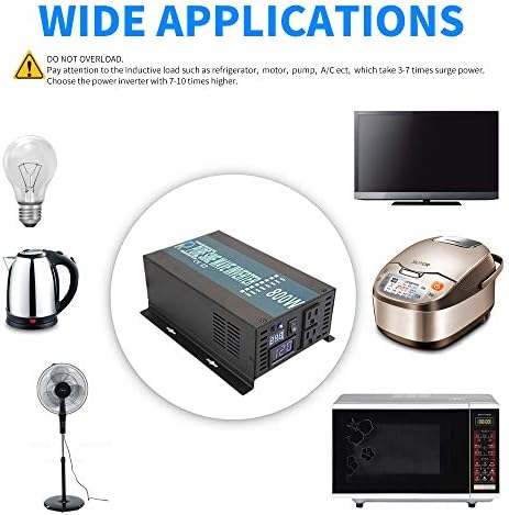 WZRELB RBP80012VCRT 800W 12V 120V Pure Sine Wave Solar Power Inverter with Remote Control Switch