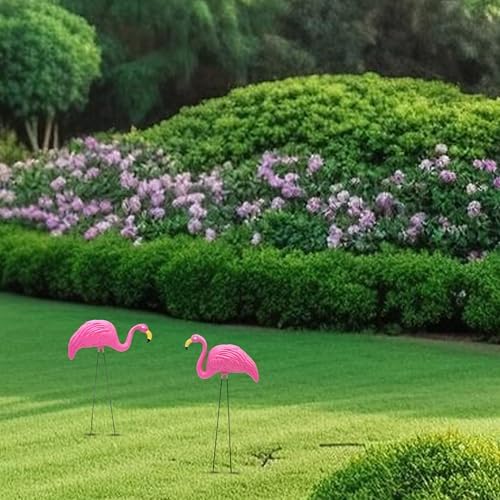 4E's Novelty 2 Pink Flamingos Yard Decorations - Extra Large 24" Flamingos Yard Ornaments - Pink Flamingos for Yard Sculptures & Statues - Lawn