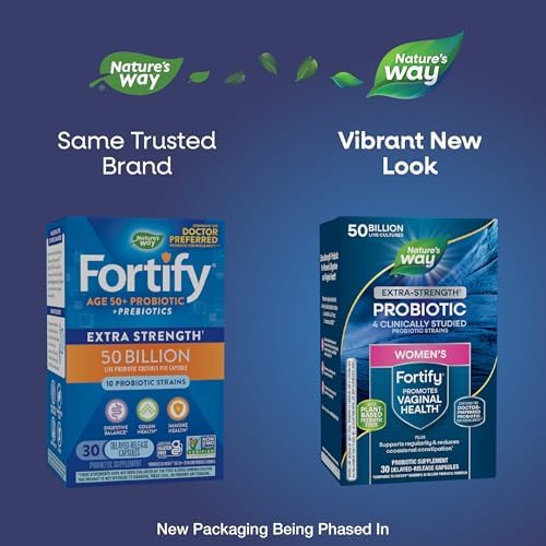 Nature's Way Women's Fortify Extra Strength(1) Pre+Probiotic, 50B CFU, 30ct | Once-Daily Capsule, Potent Multi-Strain Probiotic for Digestive