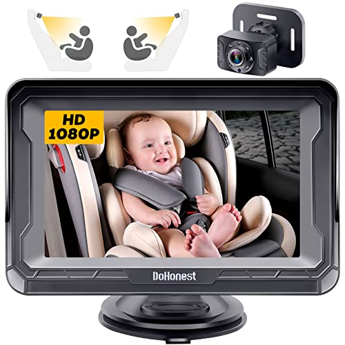 DoHonest Baby Car Camera HD 1080P - Rear-Facing Car Baby Monitor with Night Vision, Adjustable View Angle, Easy Setup, Anti-Glare Display