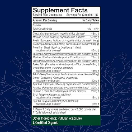 Host Defense MyCommunity Capsules - 17 Species Blend Mushroom Supplement for Immune Support - Herbal Aid with Lion's Mane, Reishi. Chaga, Cordyceps, Turkey Tail & More - 120 Capsules